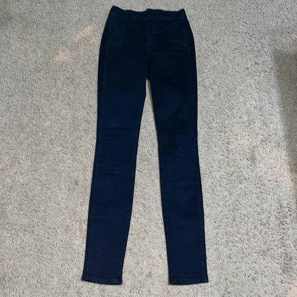 J Brand Natasha‎ Sky High Skinny Button Fly Jean Bluebird Deep Indigo 23 - Picture 3 of 11